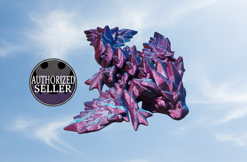 3D Printed Articulated Crystal Wing Wyvern Dragon with Egg: Fidget Toy