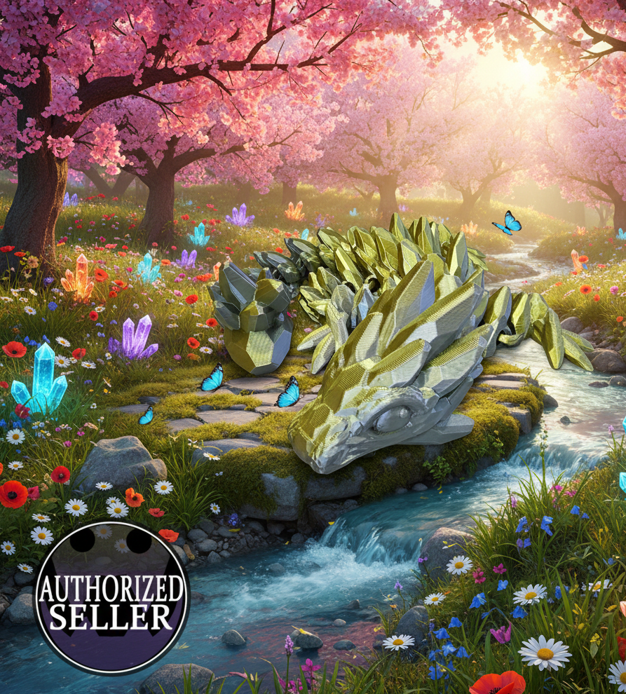 3D Printed Articulated Gem Stone Dragon Fidget - Cinderwing Design