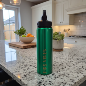 Green Metal Personalised Aluminium Water bottle with Straw