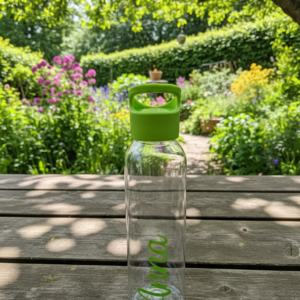 Personalised Water Bottle with Lime Lid: 650ml Slim Design