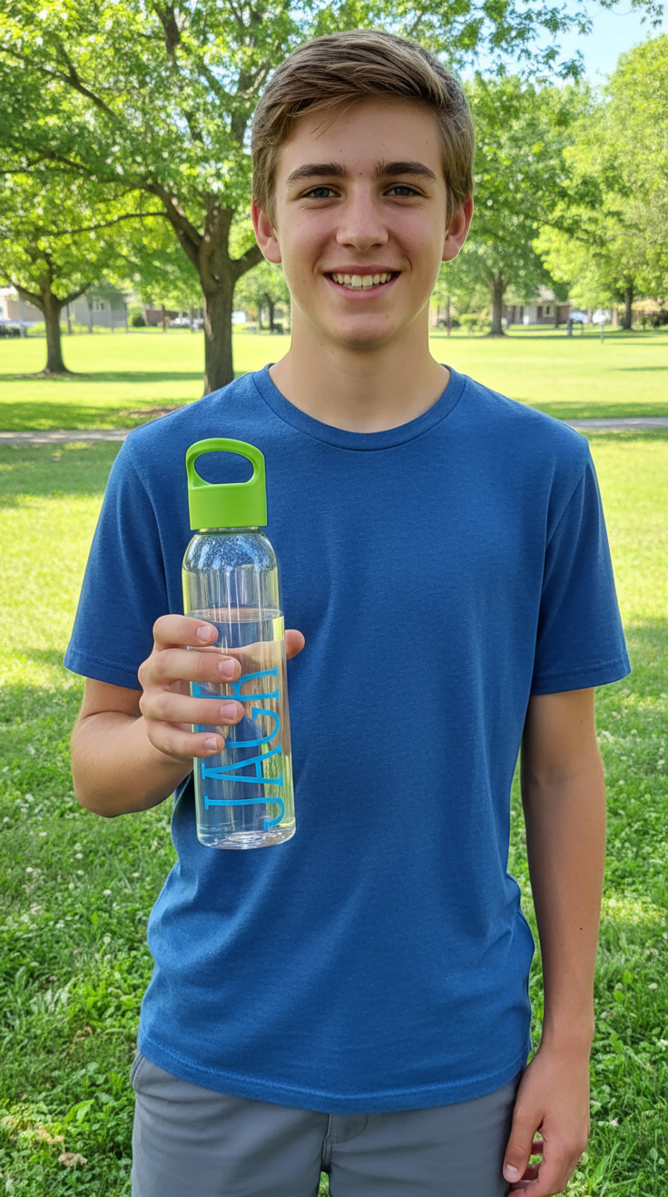 Personalised Water Bottle with Lime Lid: 650ml Slim Design - Image 3