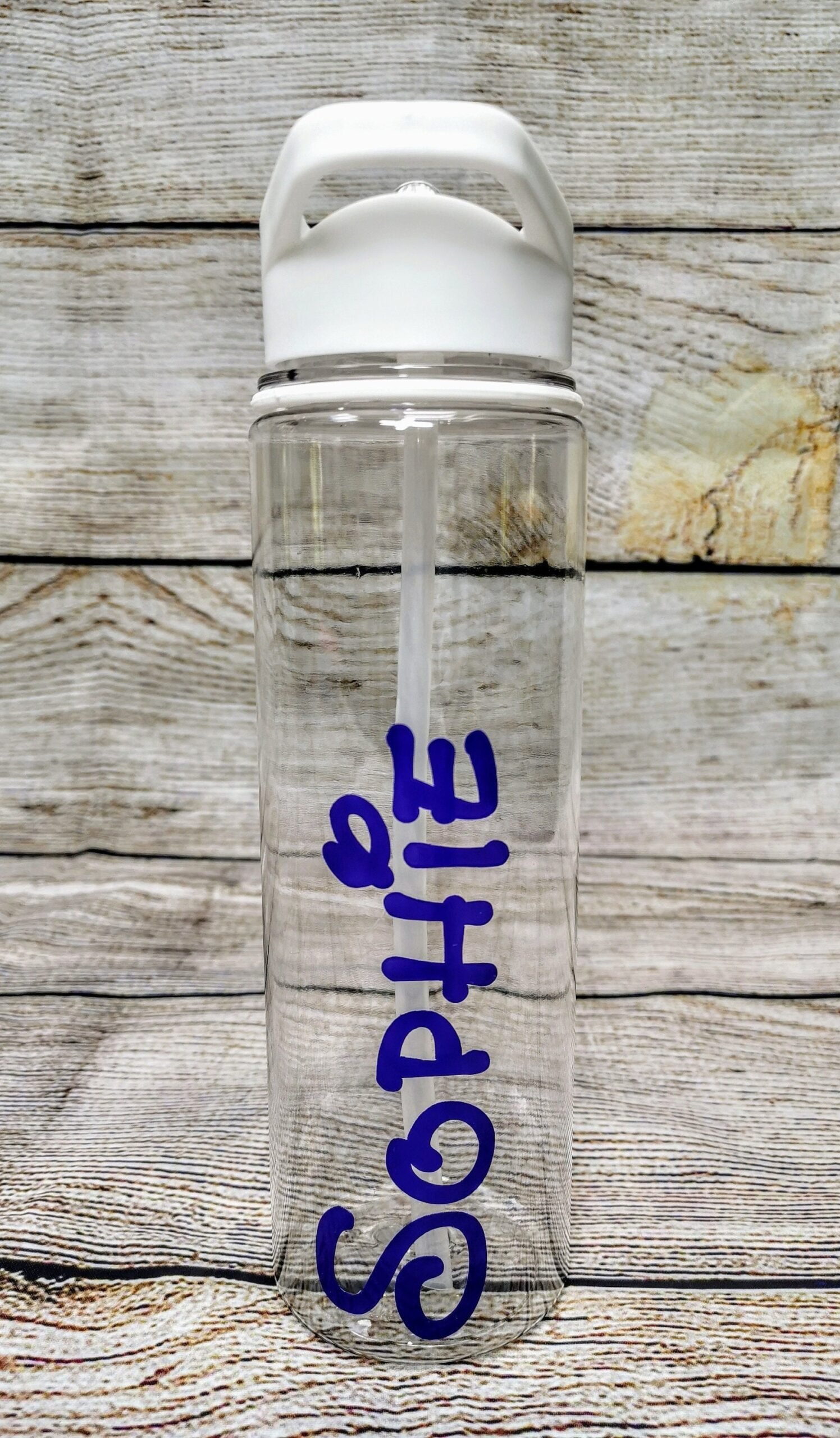 Personalised Clear Water Bottle with Straw: Sports, Gym, School - Image 5