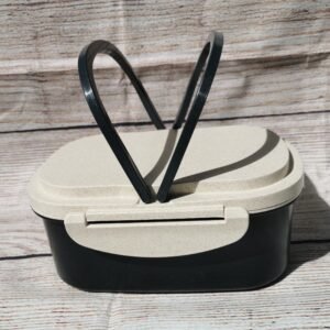 Black Wheat Straw Lunch Box: Two-Layer Eco-Friendly Food Container