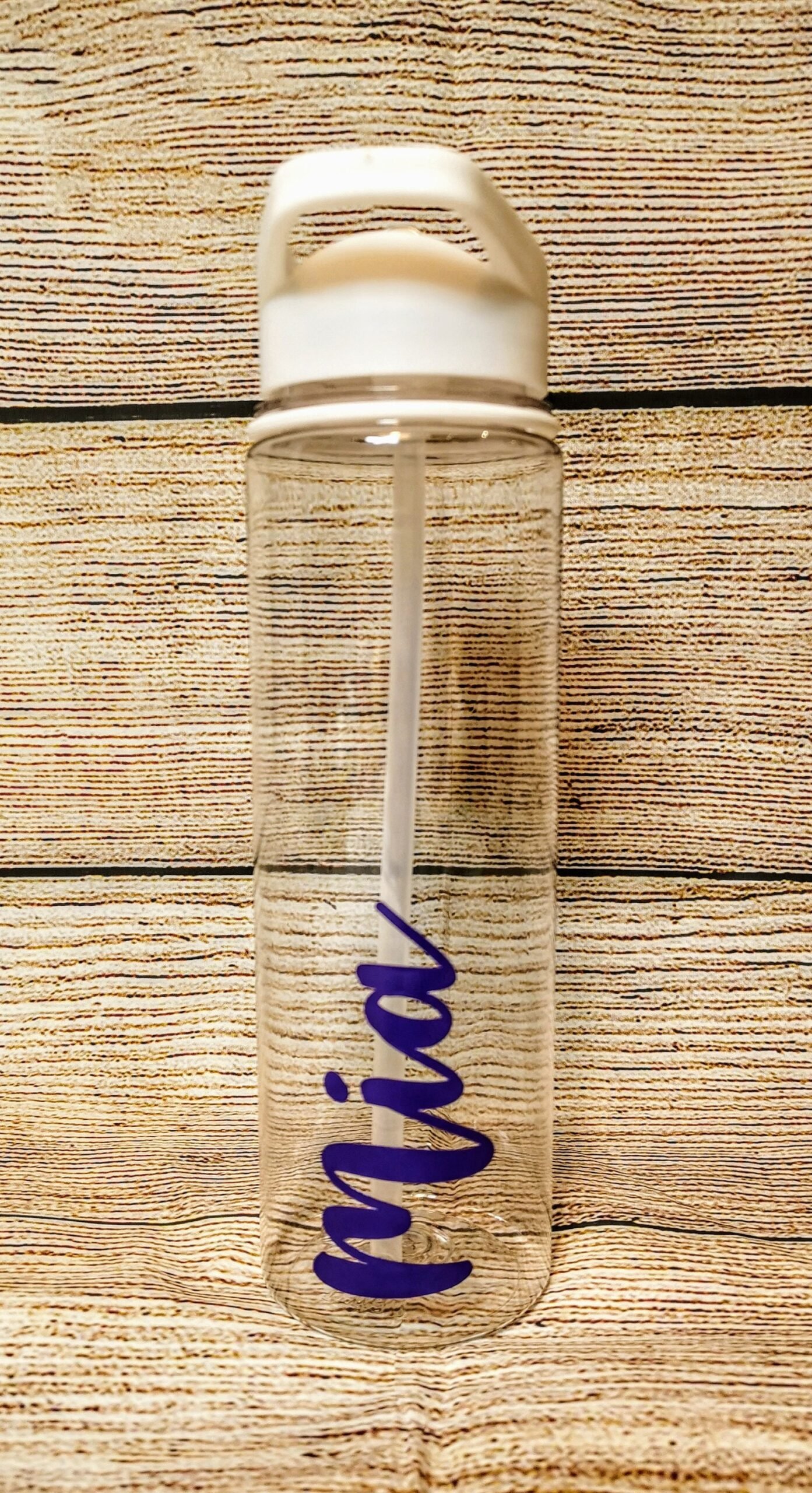 Personalised Clear Water Bottle with Straw: Sports, Gym, School - Image 3