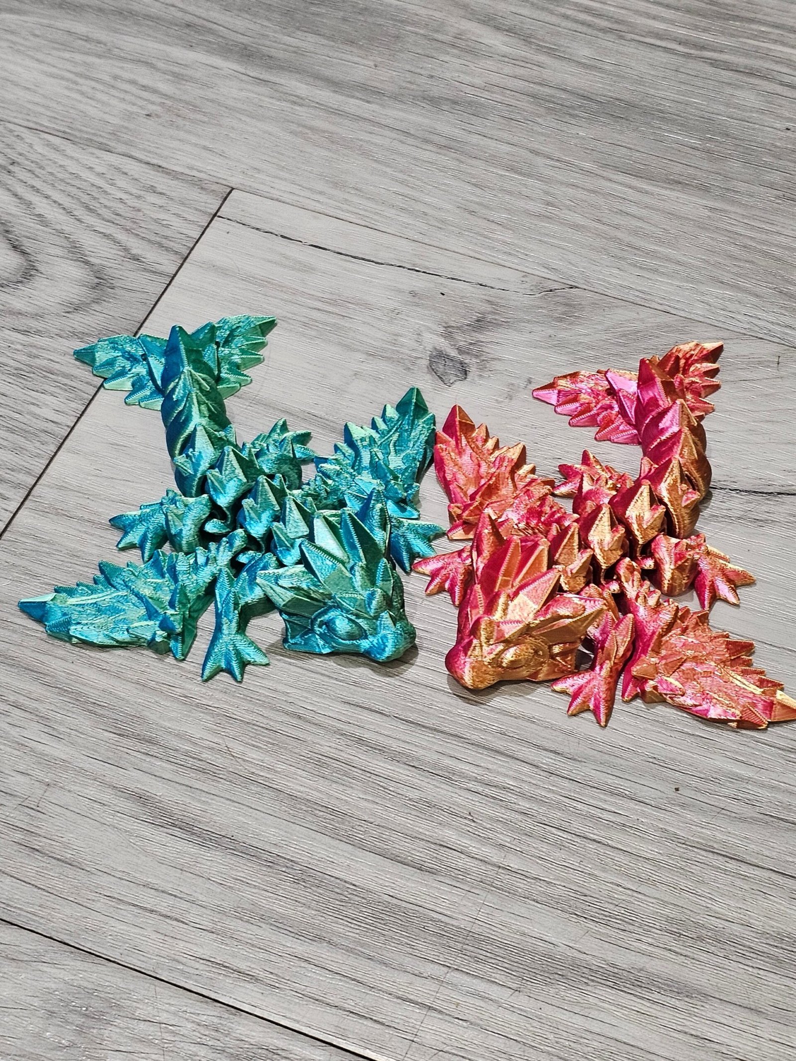 3D Printed Articulated Crystal Wing Wyvern Dragon with Egg: Fidget Toy - Image 2