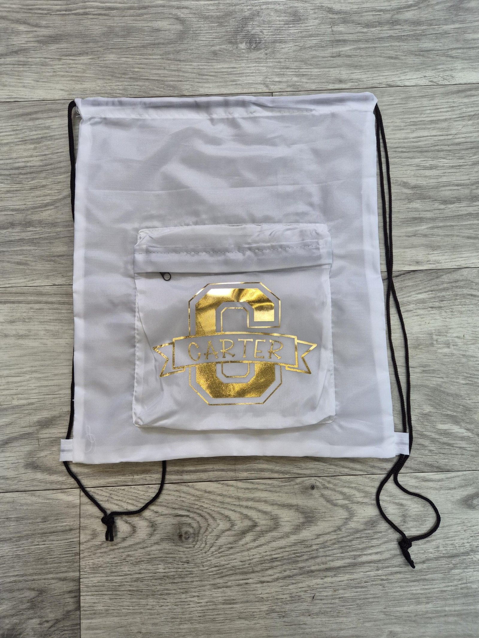 Personalised Varsity Drawstring Bag: School Sports Sack - Image 2