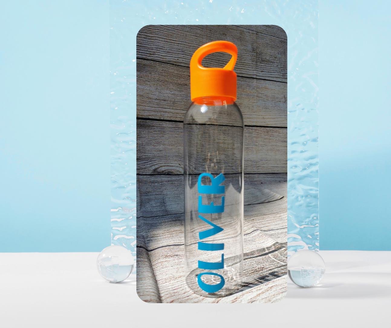 Personalised Water Bottle: Orange Lid, Slim Design, Sports Bottle - Image 3