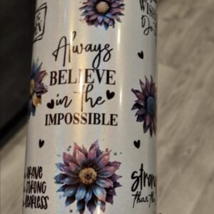 Iridescent Tumbler with Straw,  double walled. Full wrap with personalisation option.