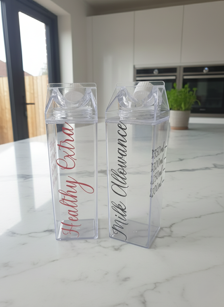 Milk Carton Style Bottles (Personalisation option)