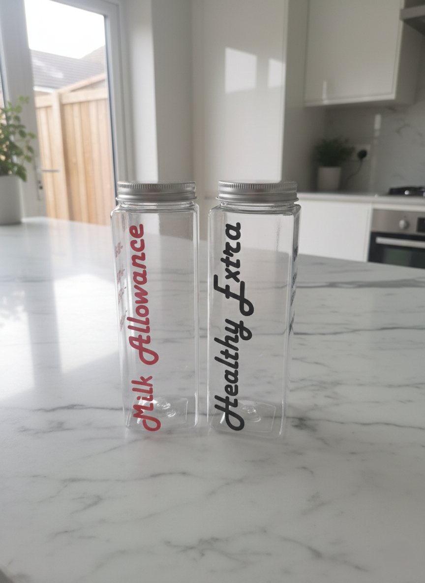 Milk Allowance Square Bottles (Personalisation option)