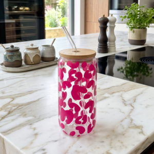Glass Tumbler With a Lid and a Straw