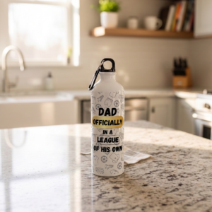 Fathers day design on Bottle with Carabiner clip